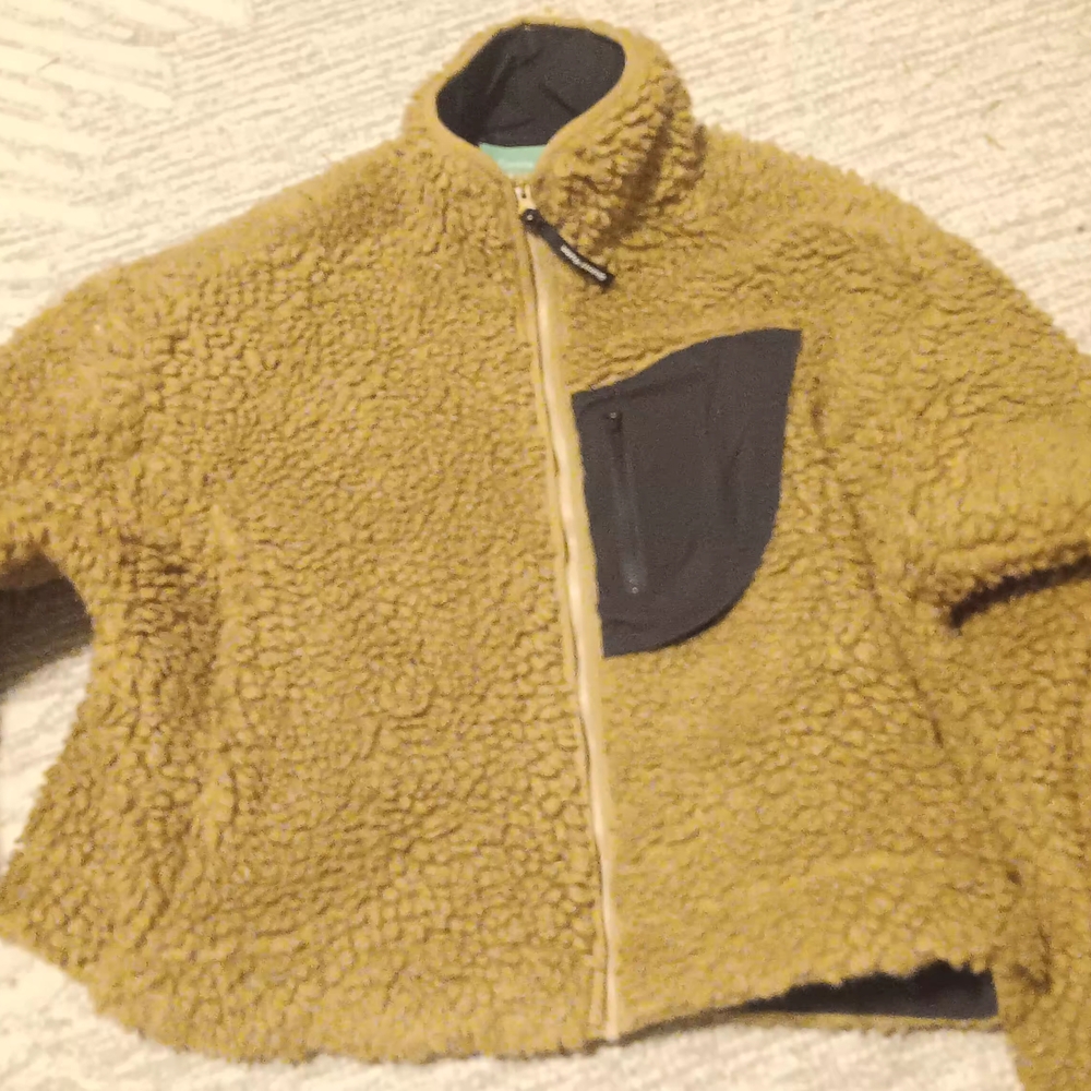 District Tan Fleece Kids Jacket with Black Accent